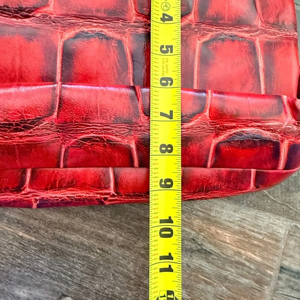 Dooney & Bourke Vintage Red Croc Embossed Leather Crossbody Bag, Medium